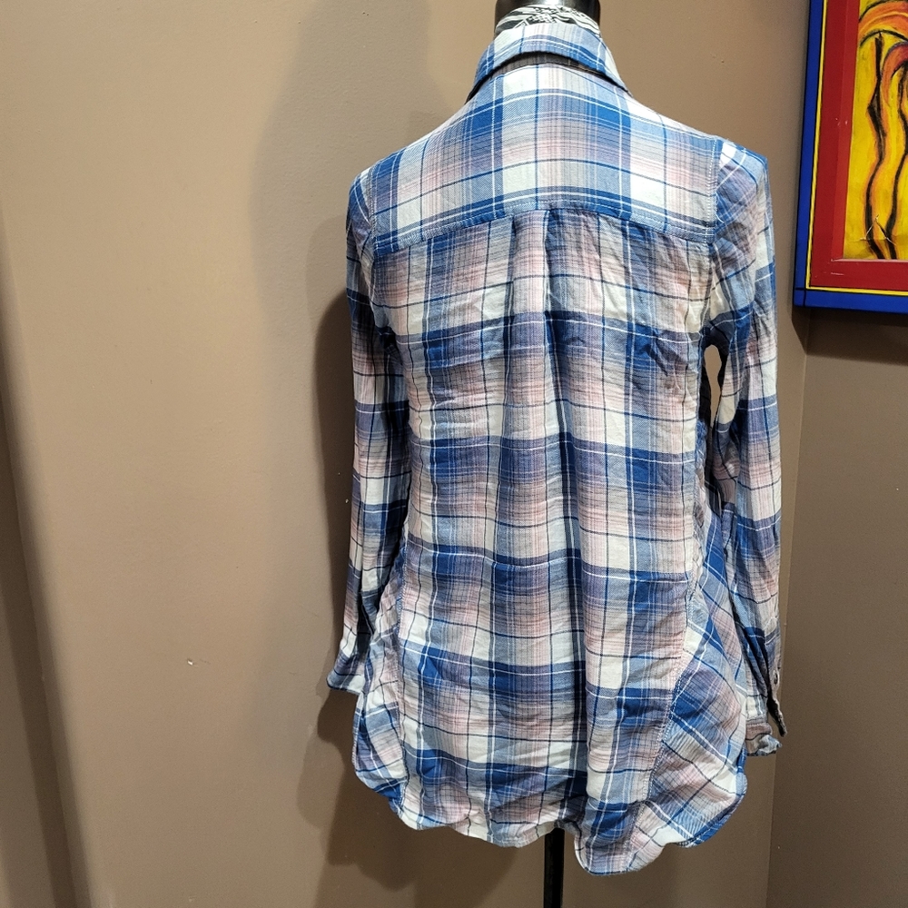 *3/$30 Sale* MELROSE and MARKET Oversized Plaid Button Down Flannel Swing Shirt - Picture 3 of 7
